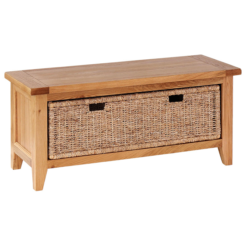 Storage Bench with Baskets - Oakay Direct - Handcrafted Solid Oak Furniture